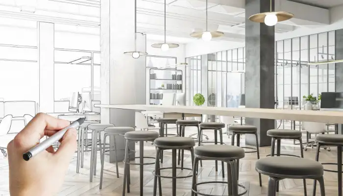 Ic mimarin kafe ve restoran mekaninda mimari kesif ve konsept degerlendirmesi yaptigi calisma