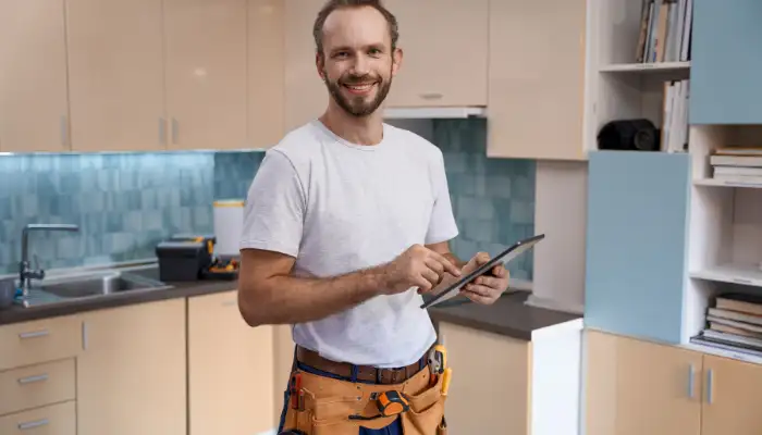 Ozel olcu dolap yapimi icin marangoz tarafindan yapilan ic mekan uygulamasi